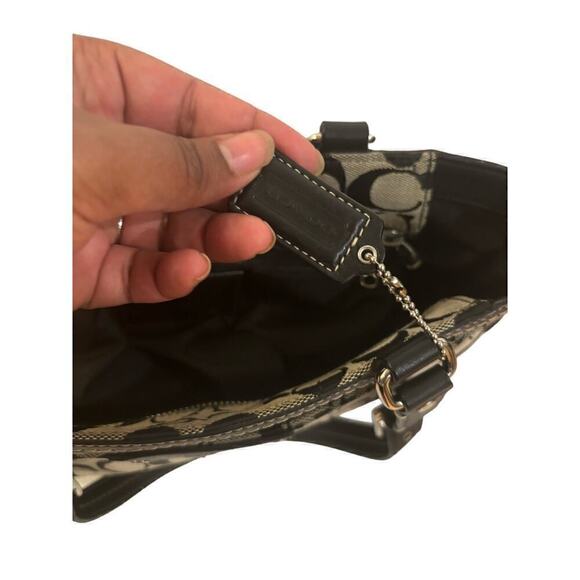 Coach Hampton Signature Black and White Handbag - Picture 6 of 10